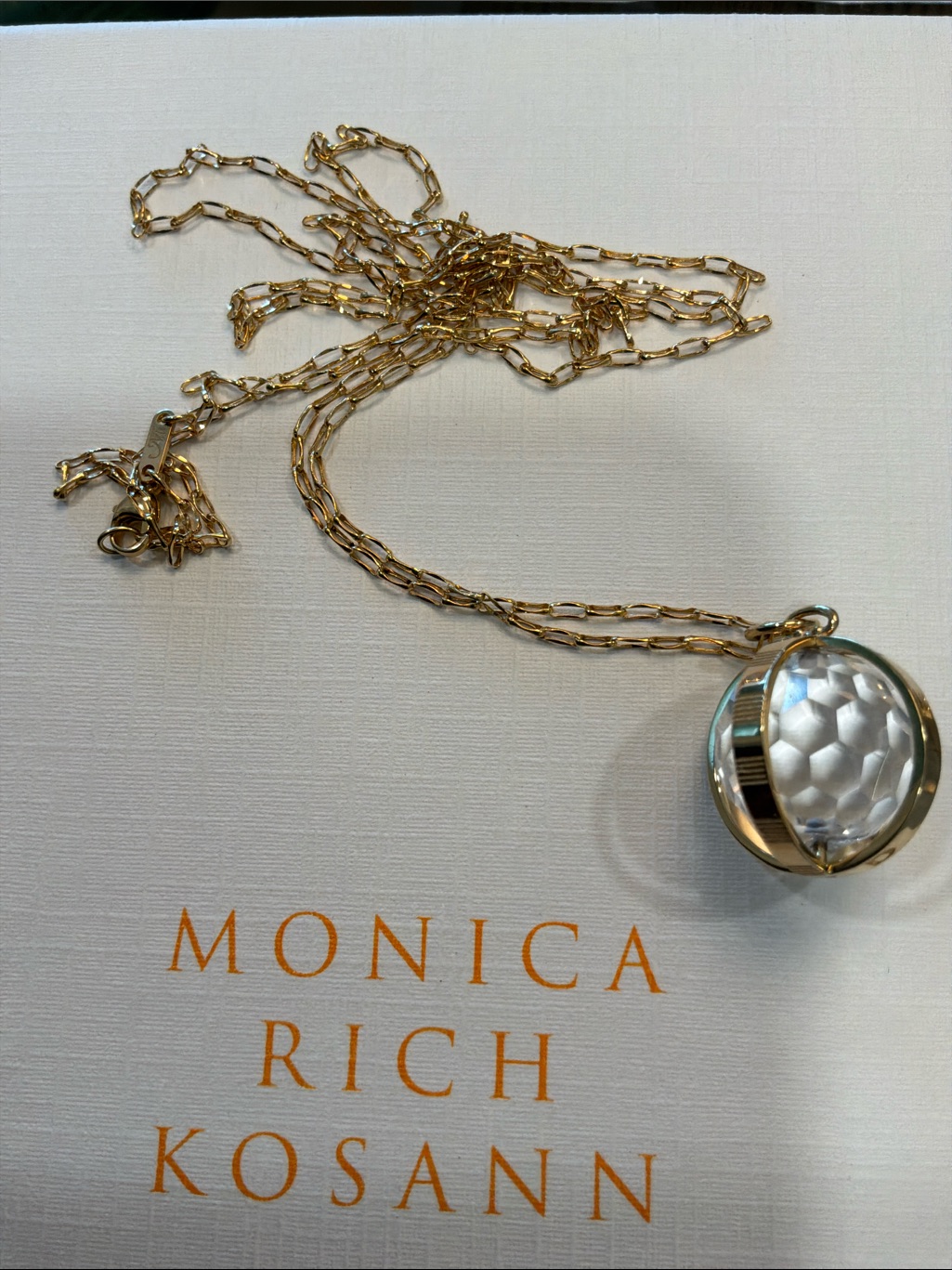 Nwt Monica Rich Kosann Classic Gold Carpe Diem Necklace With Faceted Crystal — image 6 of 8